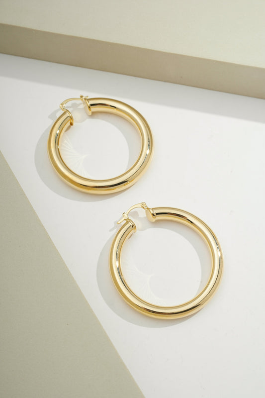 Chunky Perfect Circle Hoops Gold