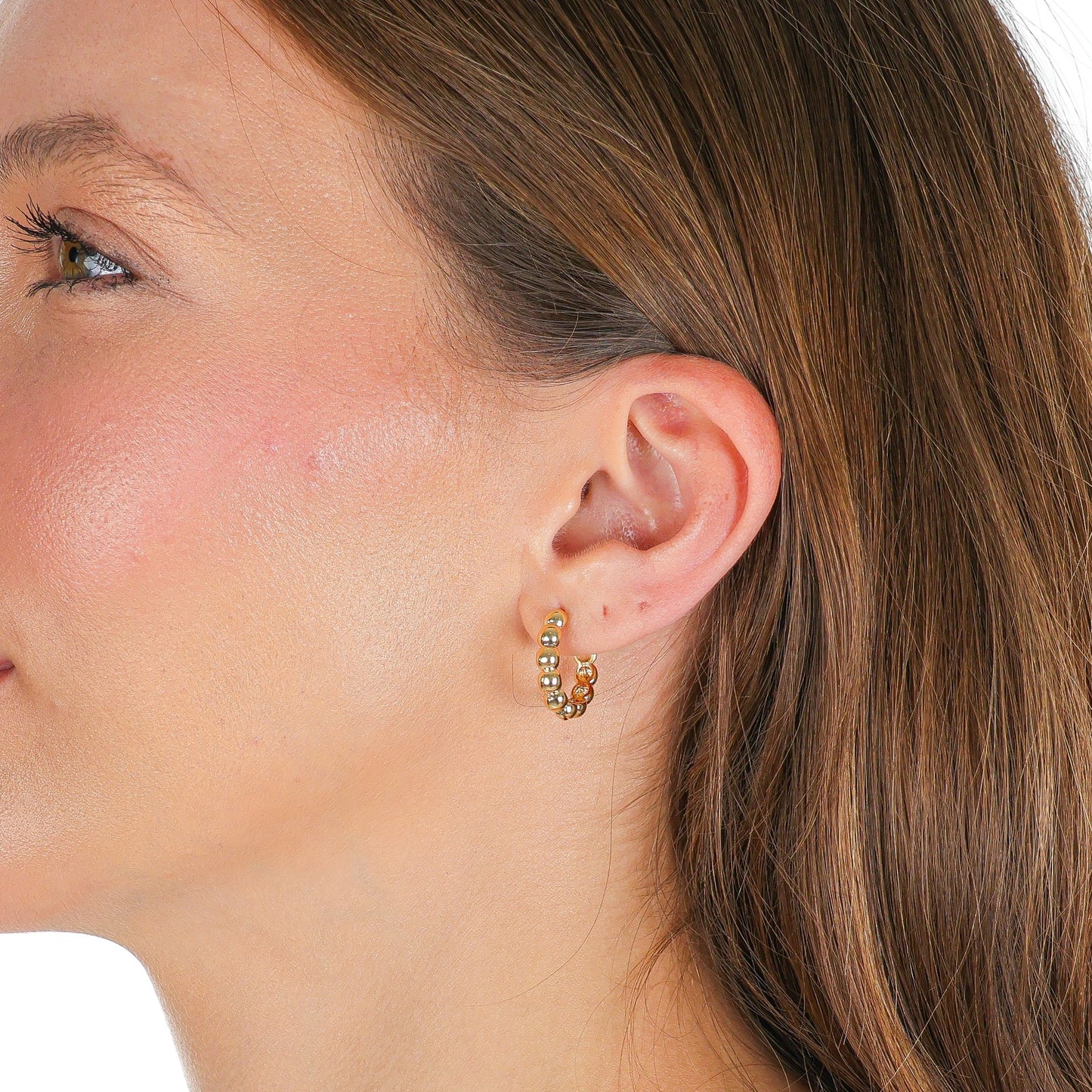 Small Dainty Beaded Hoops Gold