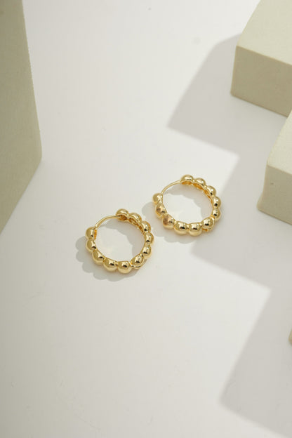 Small Dainty Beaded Hoops Gold