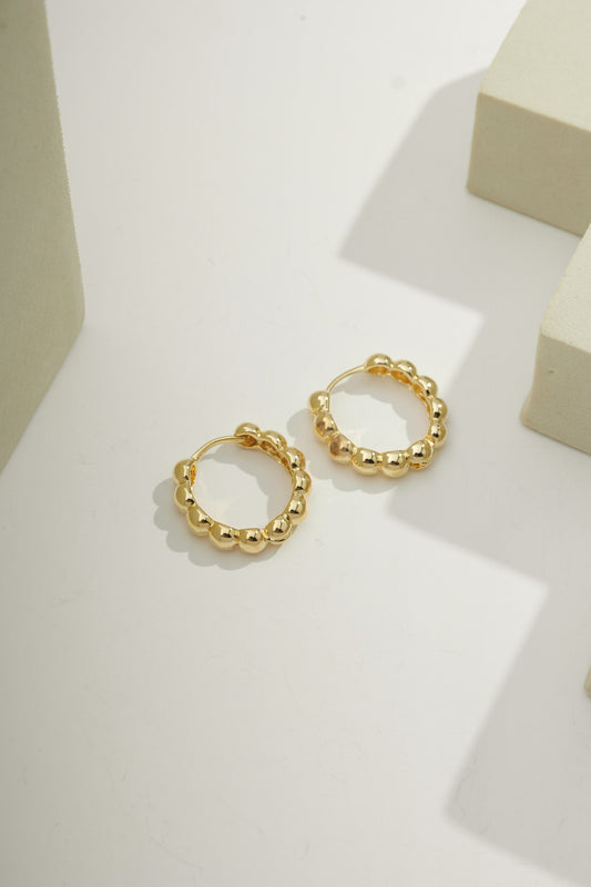 Small Dainty Beaded Hoops Gold