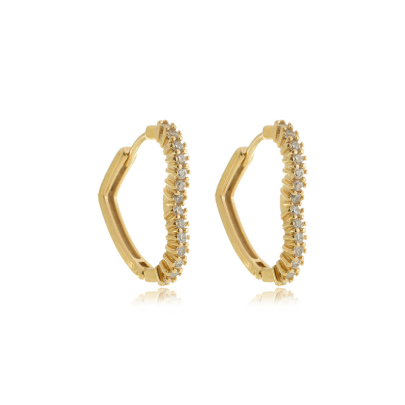 Dazzling Heart Huggie Gold