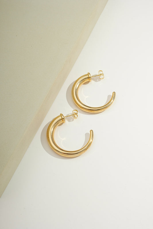 Crescent Hoop Earrings Gold