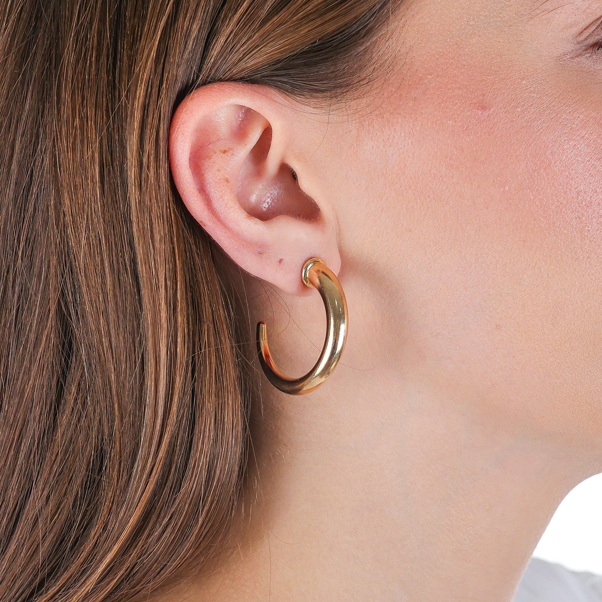 Crescent Hoop Earrings Gold