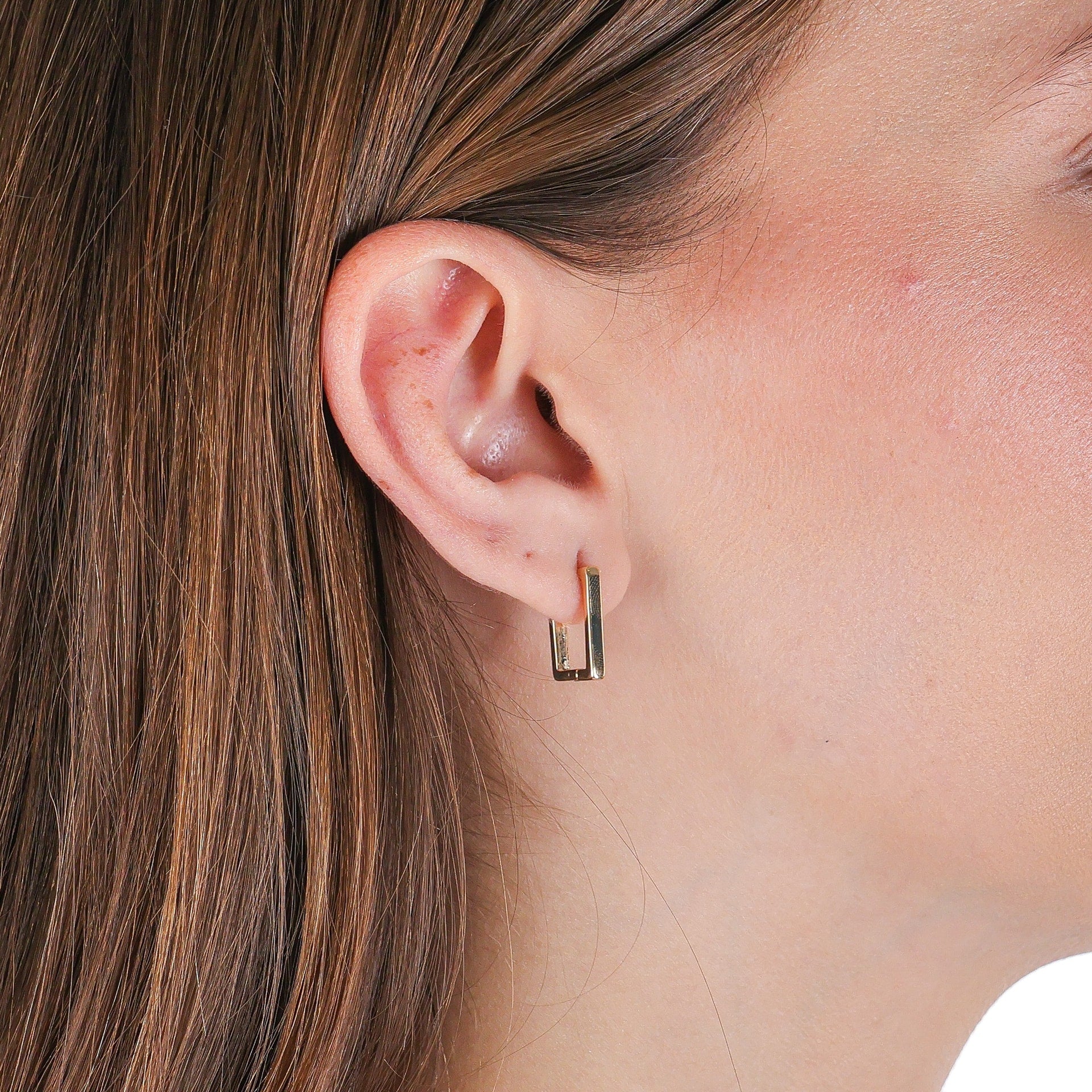 Rectangular Minimal Hoops Gold