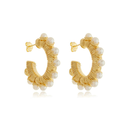 Pearl Hoops Gold