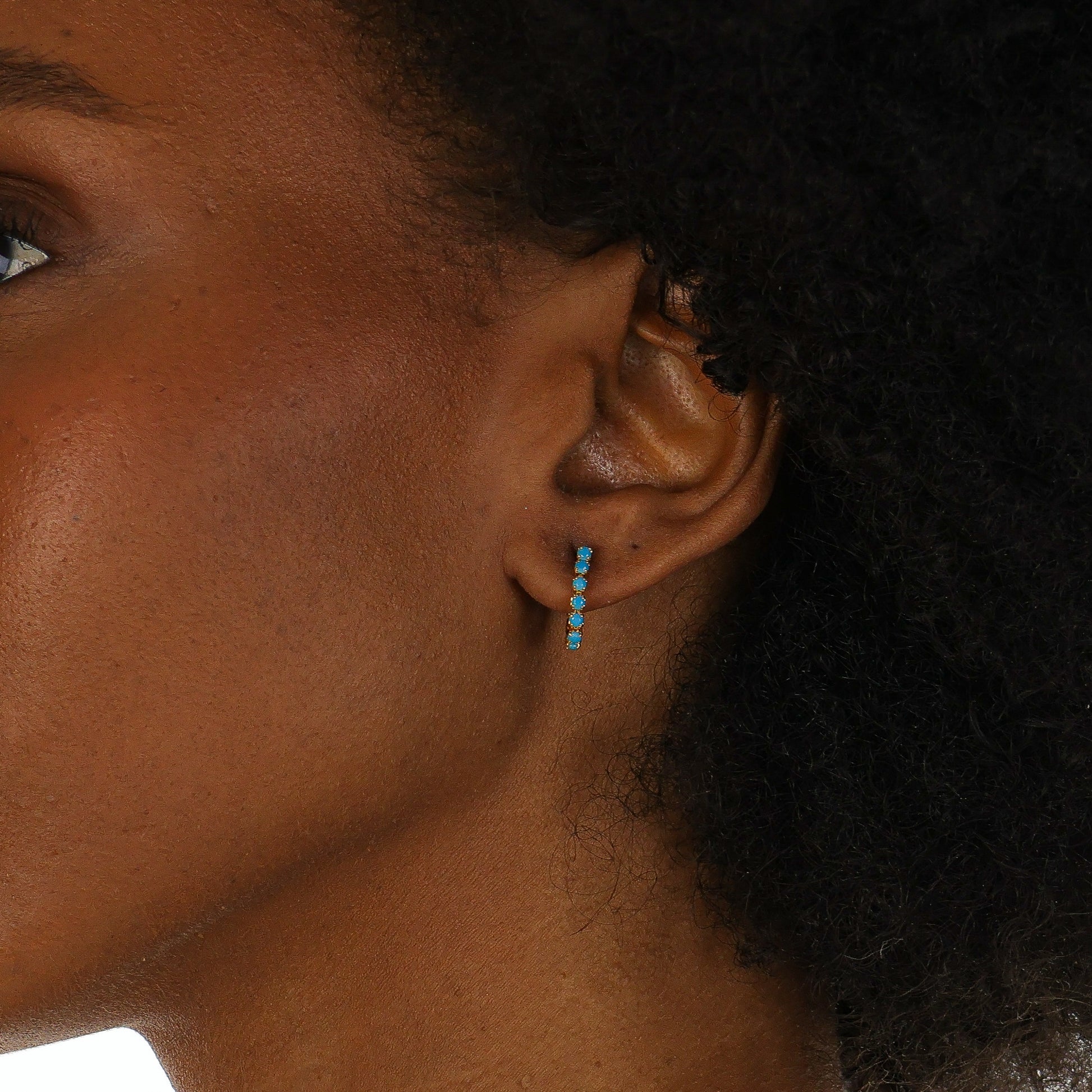Turquoise Chain Drop Earring Gold