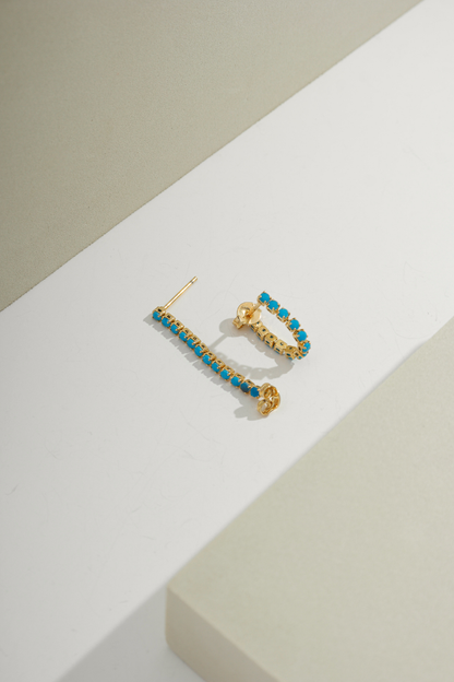 Turquoise Chain Drop Earring Gold