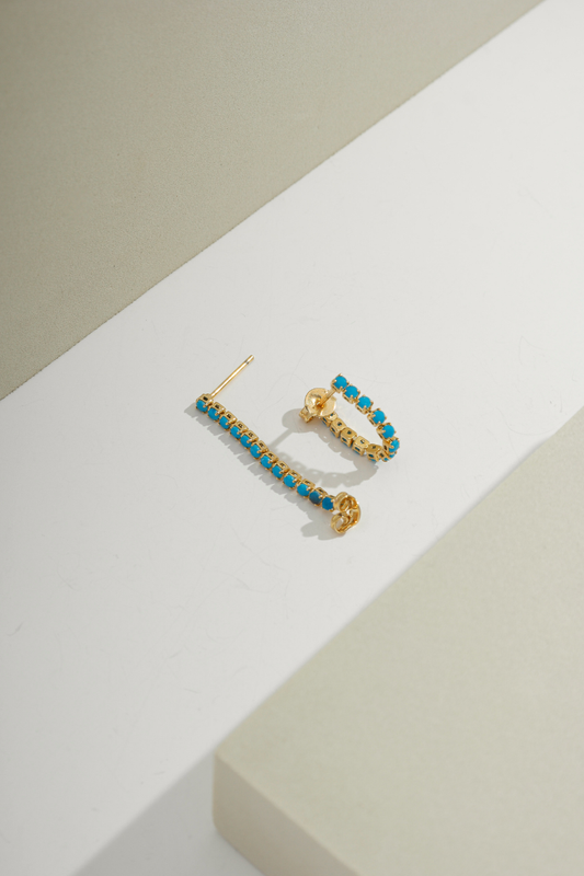 Turquoise Chain Drop Earring Gold