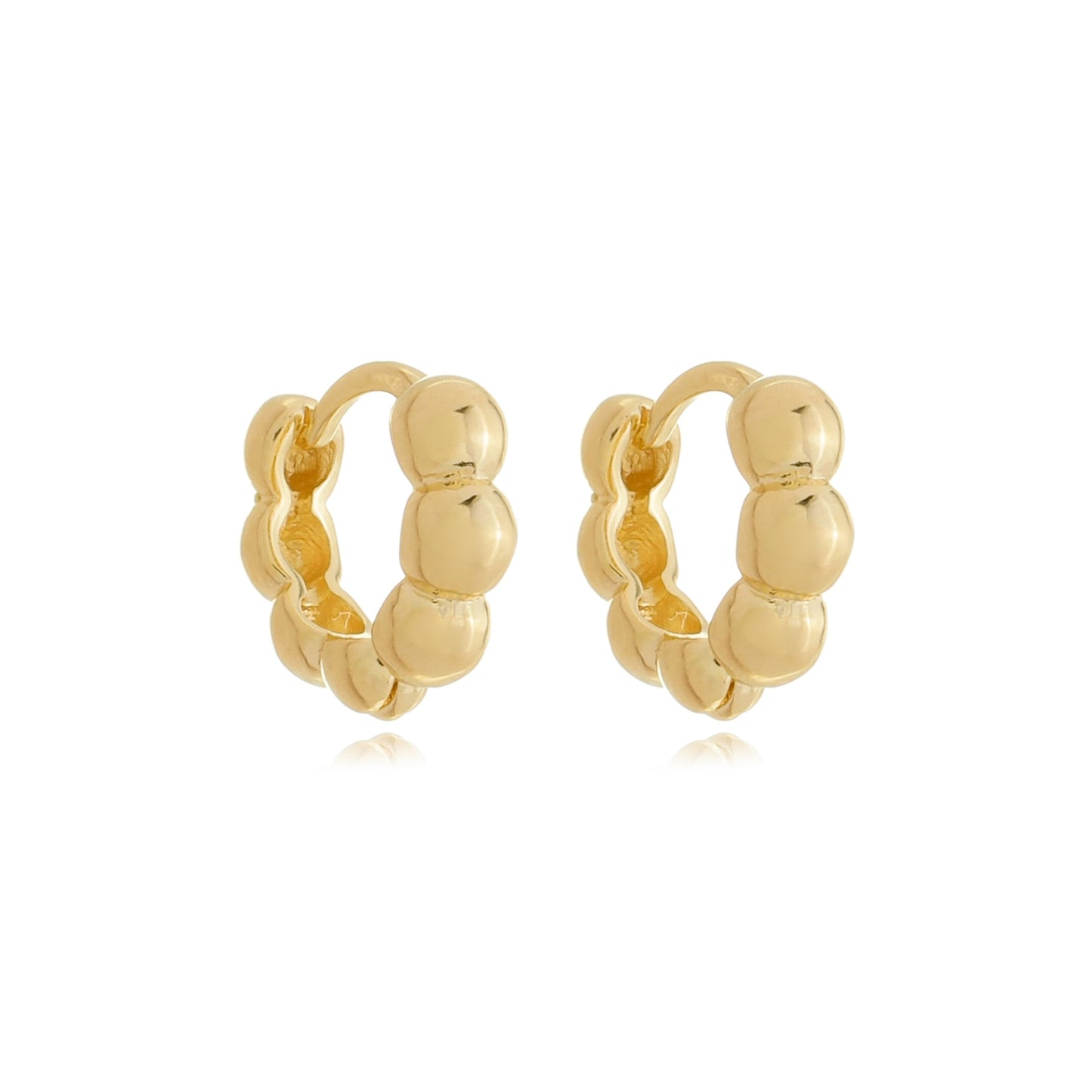 Petite Dainty Beaded Hoops Gold
