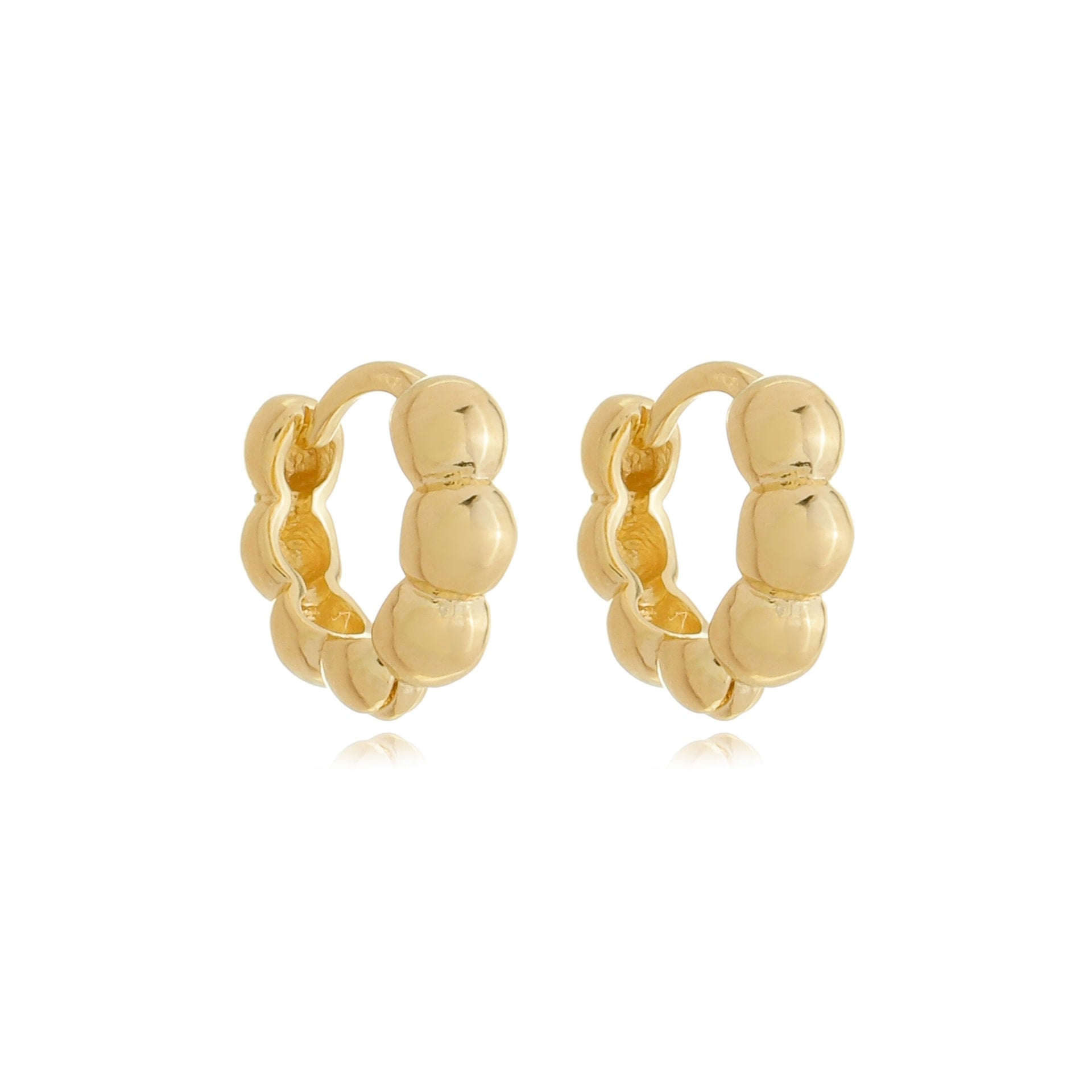 Petite Dainty Beaded Hoops Gold