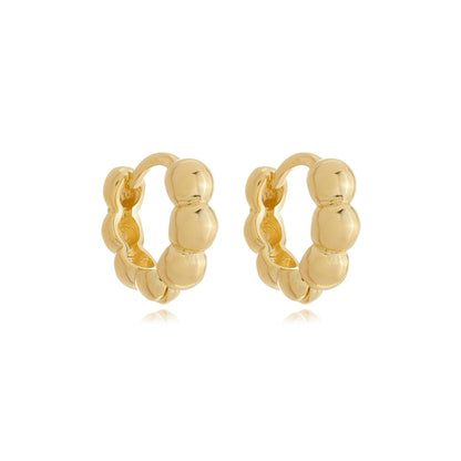 Petite Dainty Beaded Hoops Gold