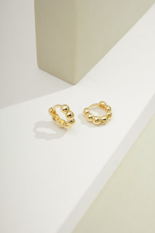 Petite Dainty Beaded Hoops Gold