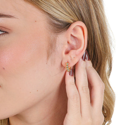 Petite Dainty Beaded Hoops Gold