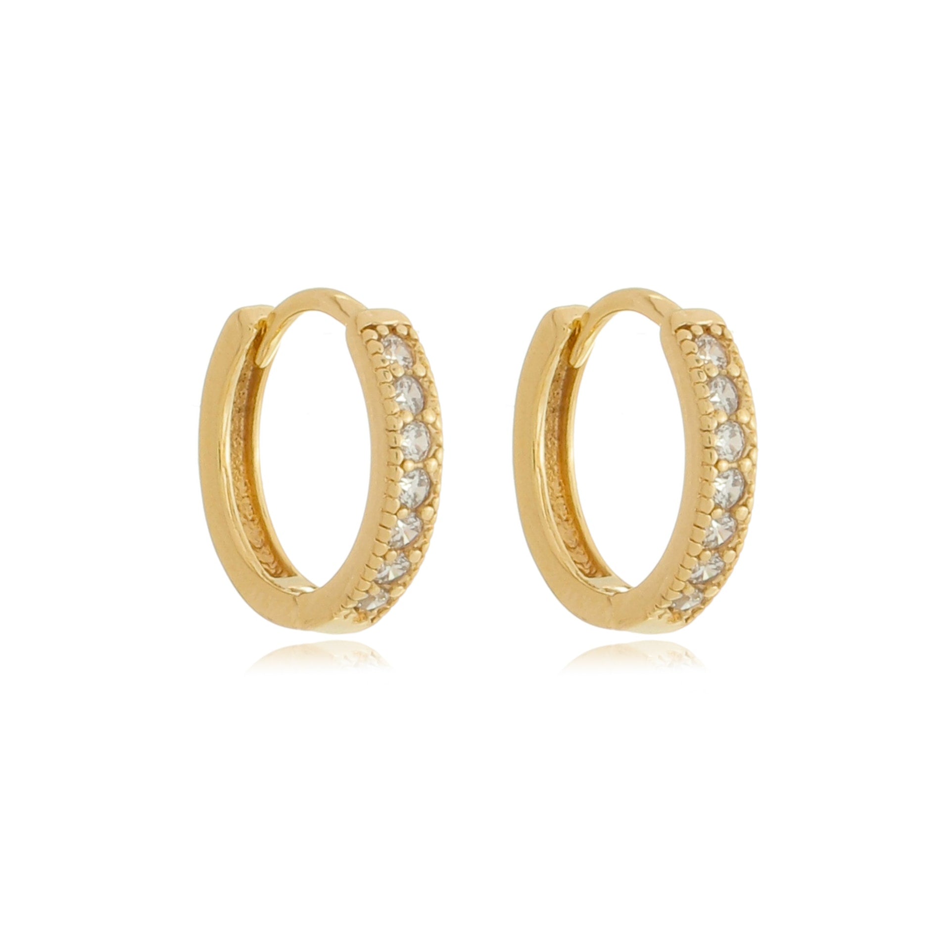 Fine Pavé Huggie Hoops Gold