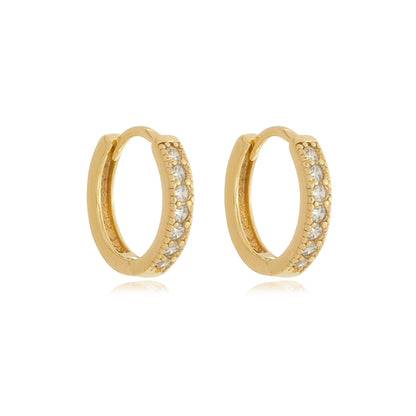 Fine Pavé Huggie Hoops Gold