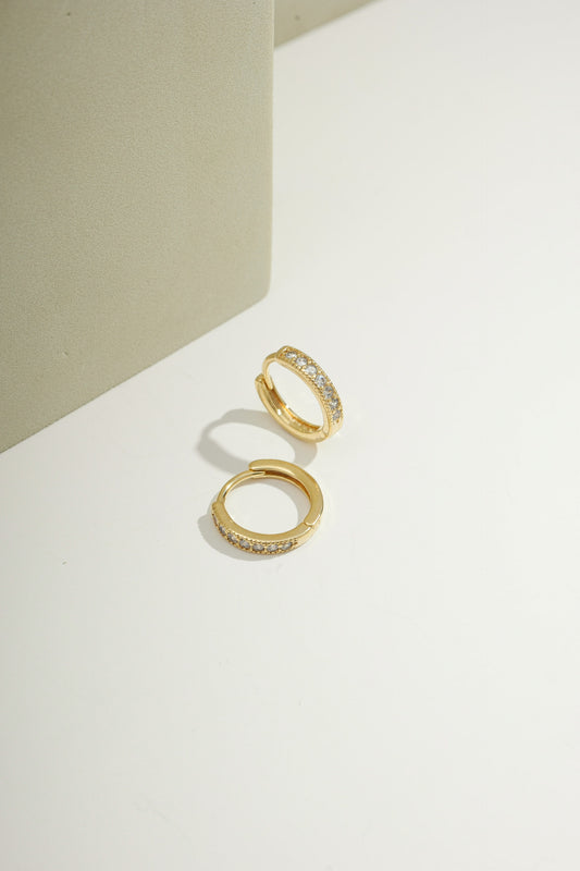 Fine Pavé Huggie Hoops Gold