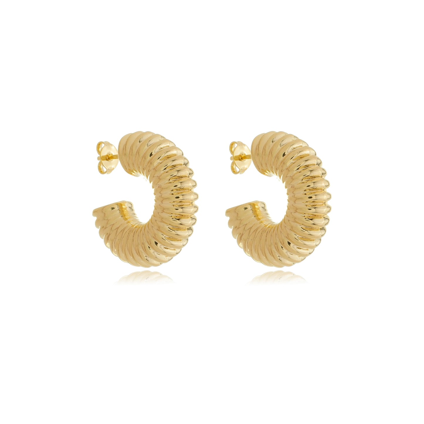 Bold Ridged Hoops I Gold