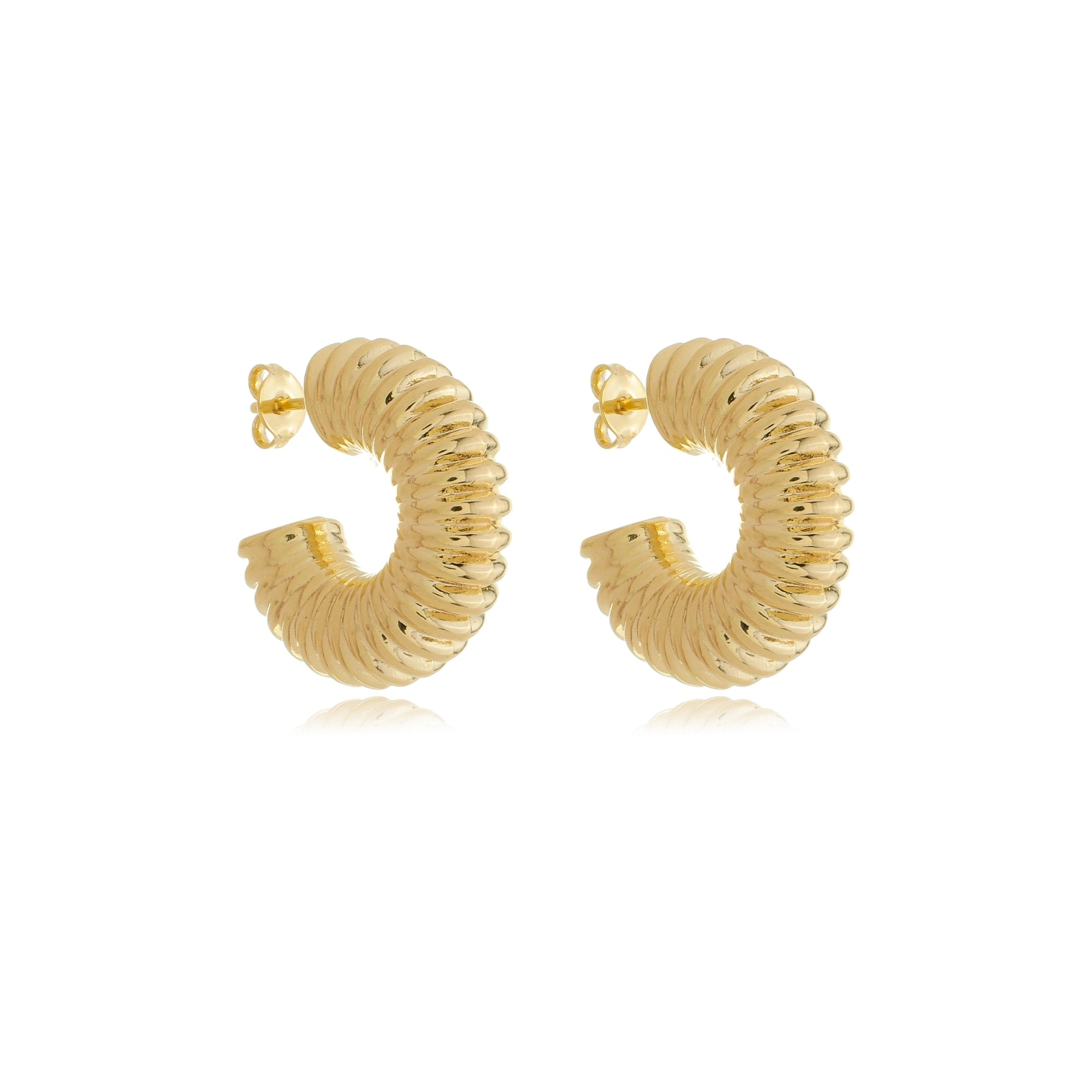 Bold Ridged Hoops I Gold