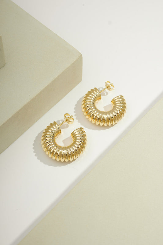 Bold Ridged Hoops I Gold