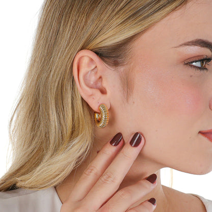Bold Ridged Hoops I Gold