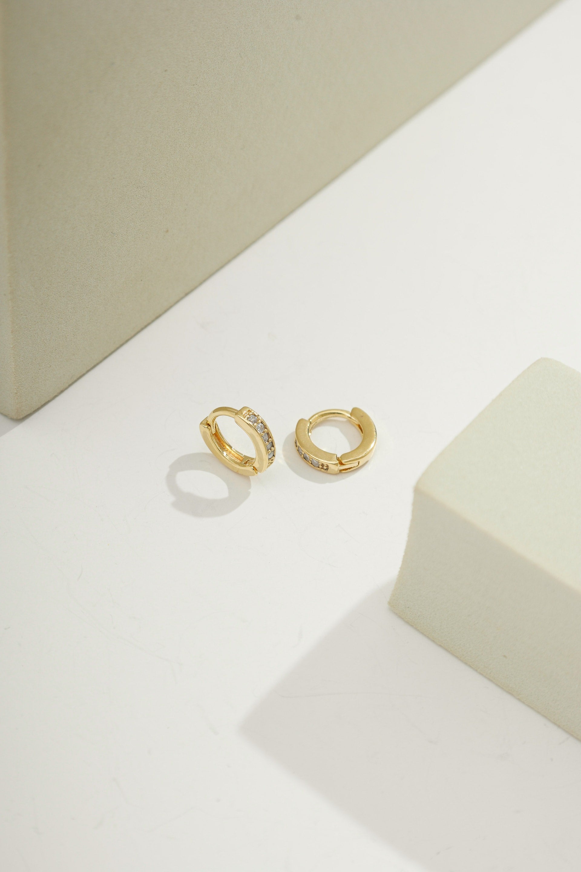 Mini Mia Pavé Huggies Gold