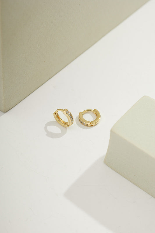 Mini Mia Pavé Huggies Gold