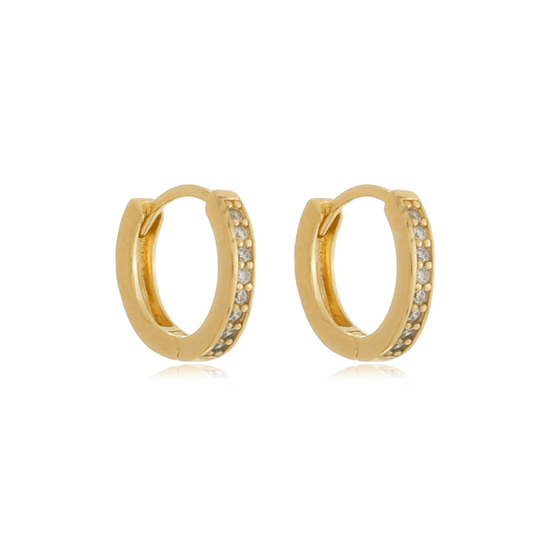 Small Mia Pavé Huggies Gold