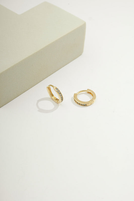 Small Mia Pavé Huggies Gold