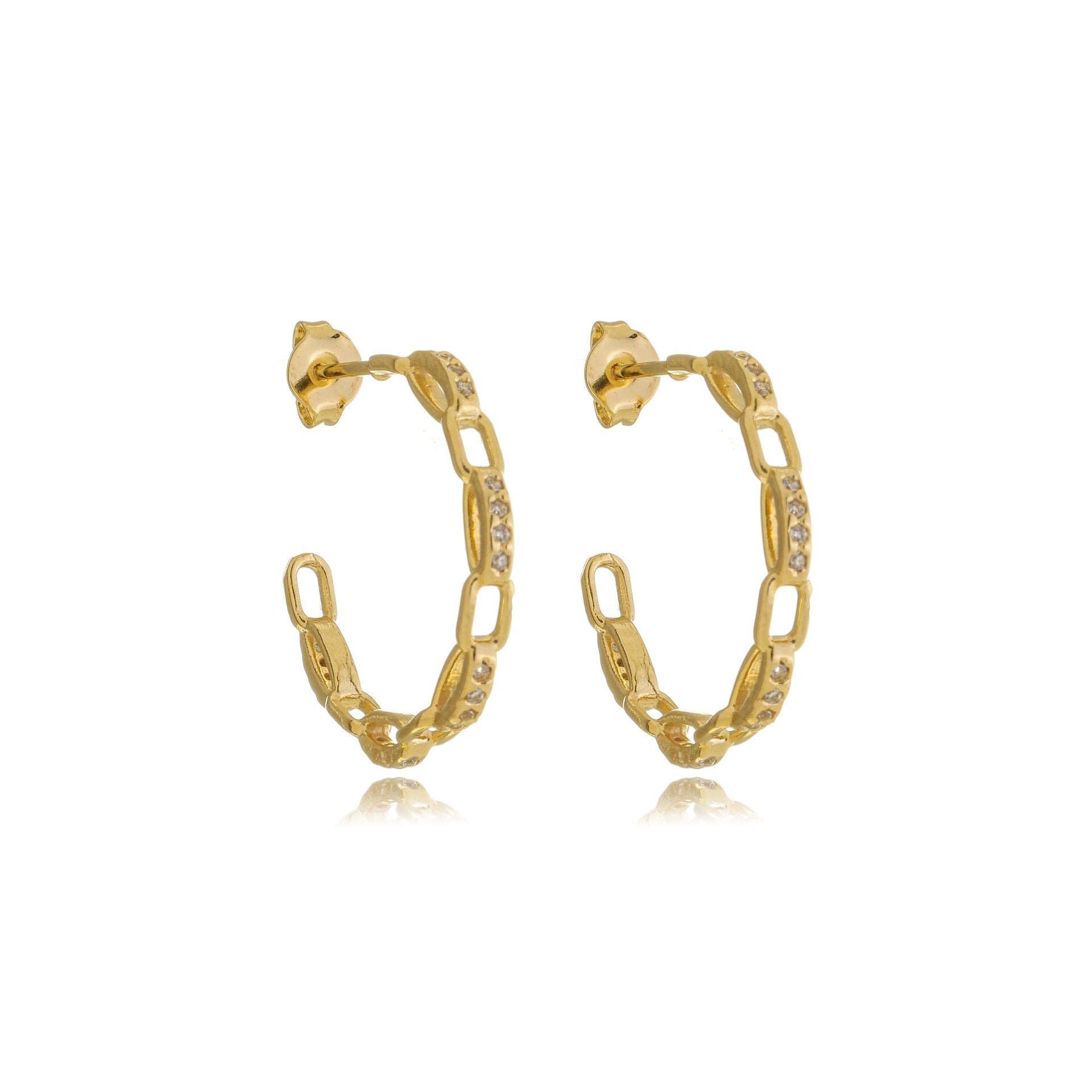 Link & Sparkle Hoops Gold