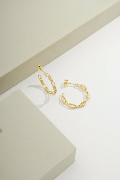 Link & Sparkle Hoops Gold