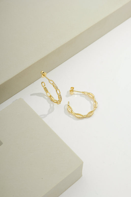 Link & Sparkle Hoops Gold