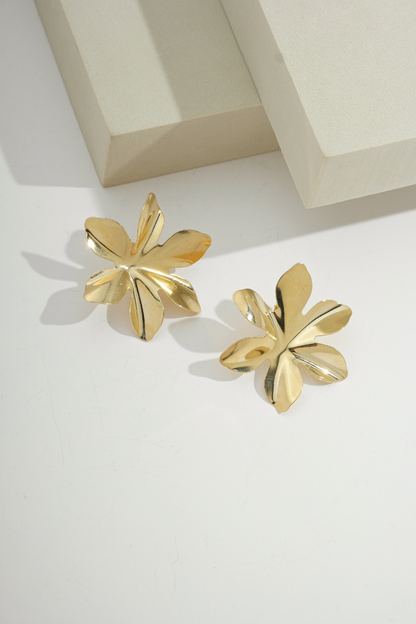Tropical Flower Earrings Gold