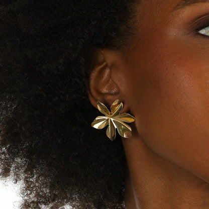 Tropical Flower Earrings Gold