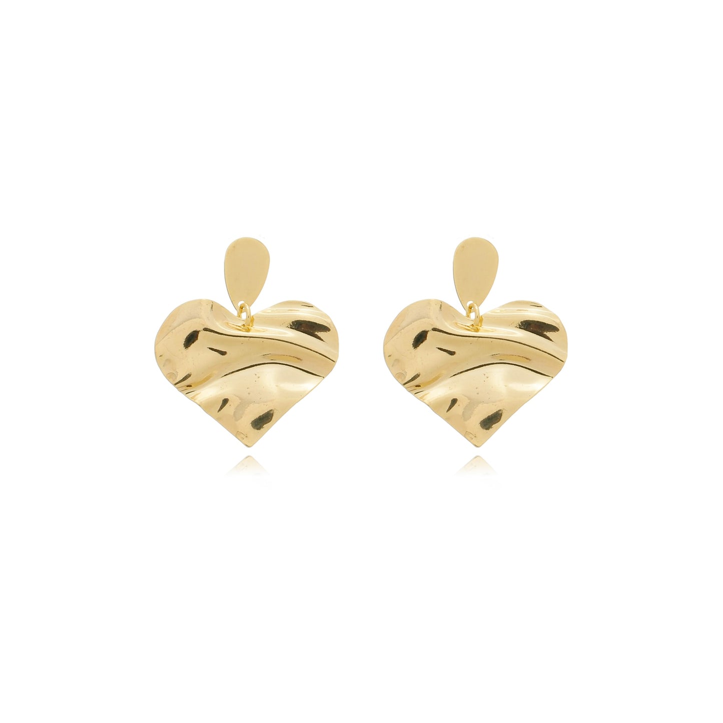 Glimmering Heart Drop Earrings Gold