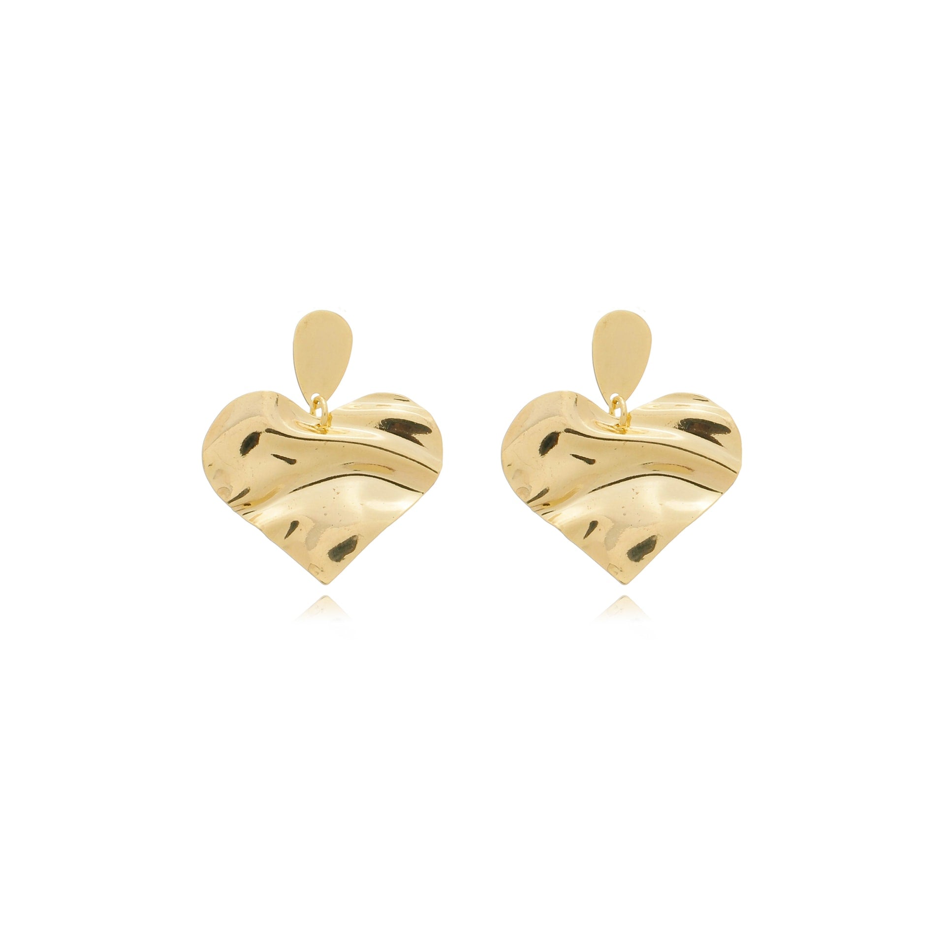 Glimmering Heart Drop Earrings Gold