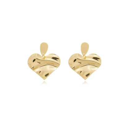 Glimmering Heart Drop Earrings Gold