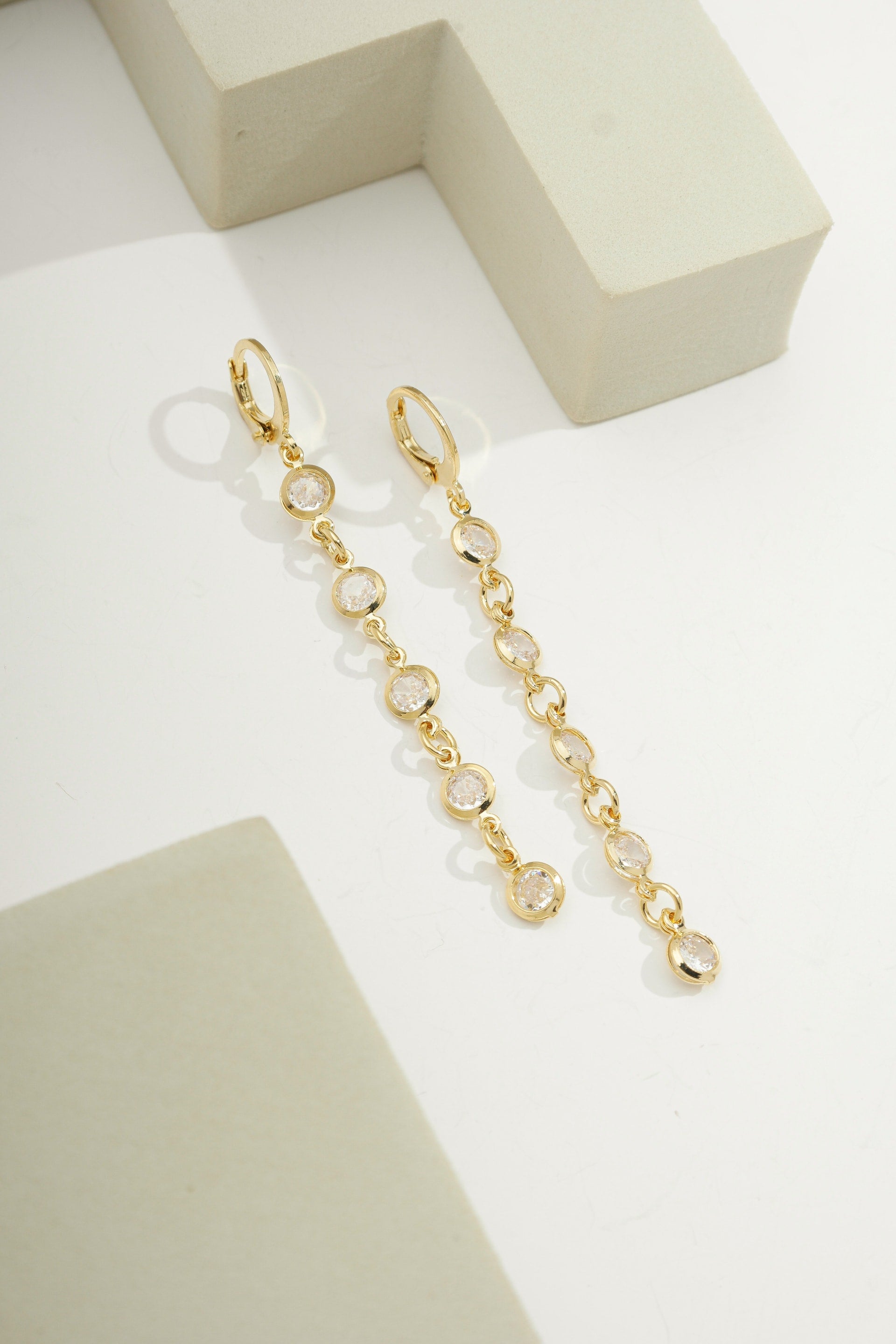 Zirconia Chain Drop Earrings