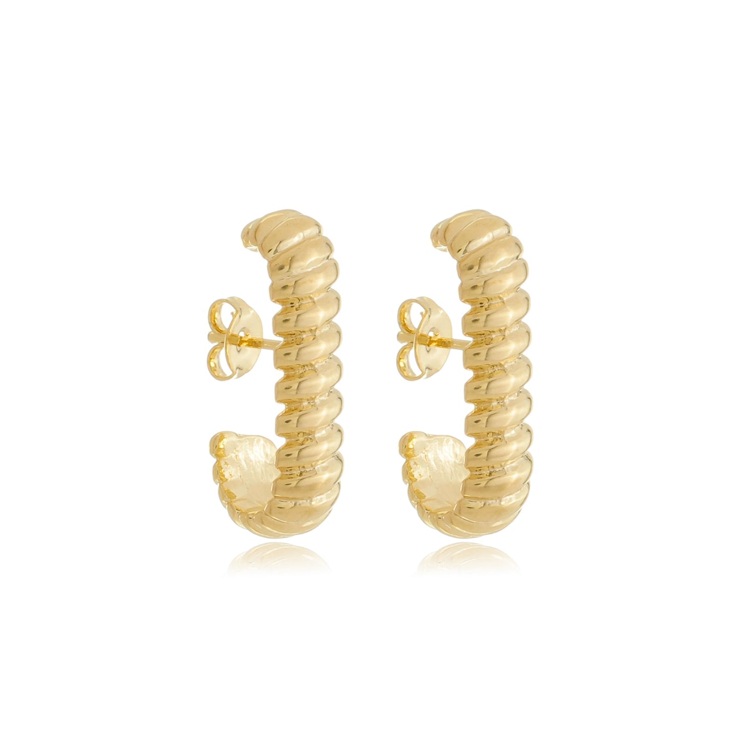 Wide Rope Arc Earring Gold