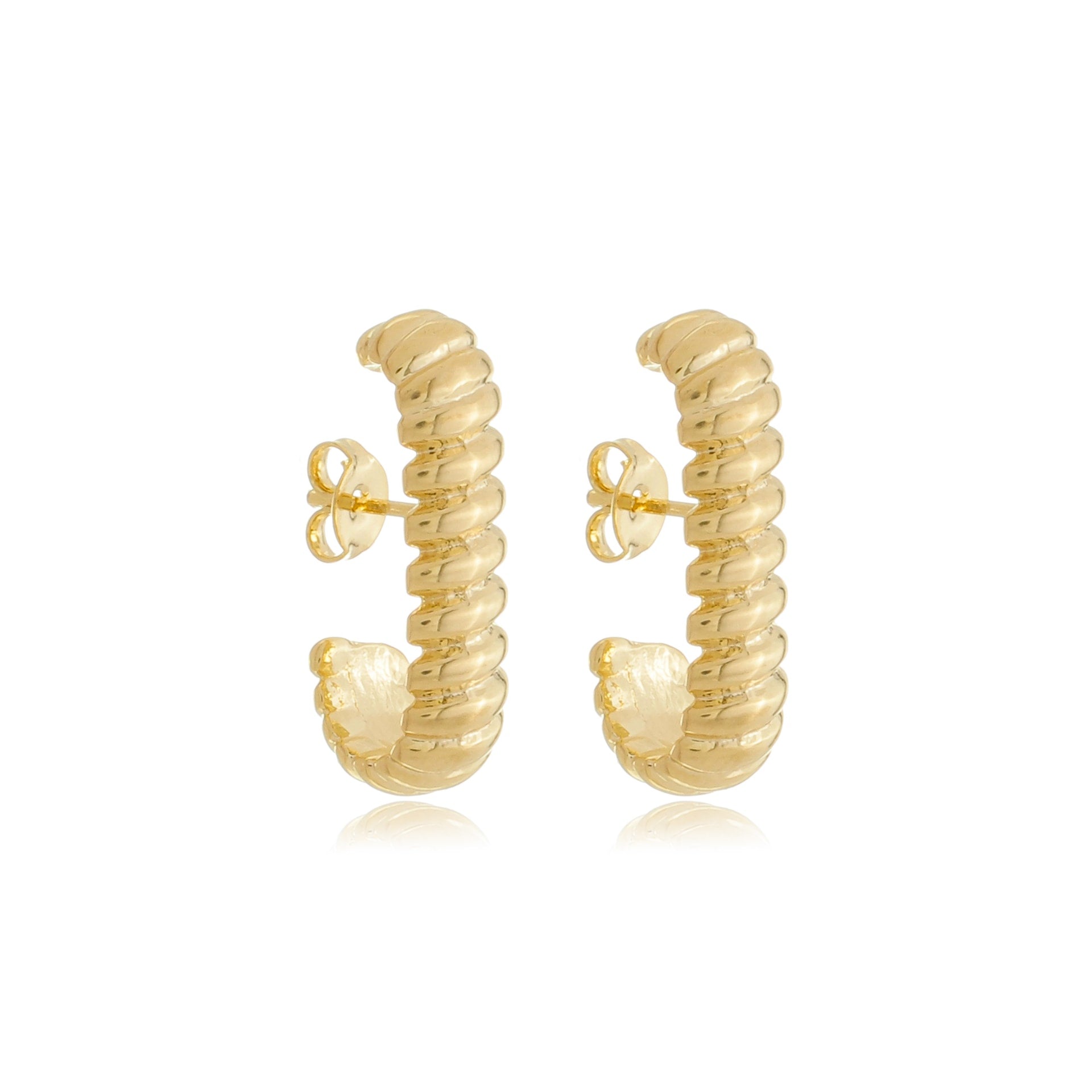 Wide Rope Arc Earring Gold