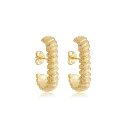 Wide Rope Arc Earring Gold