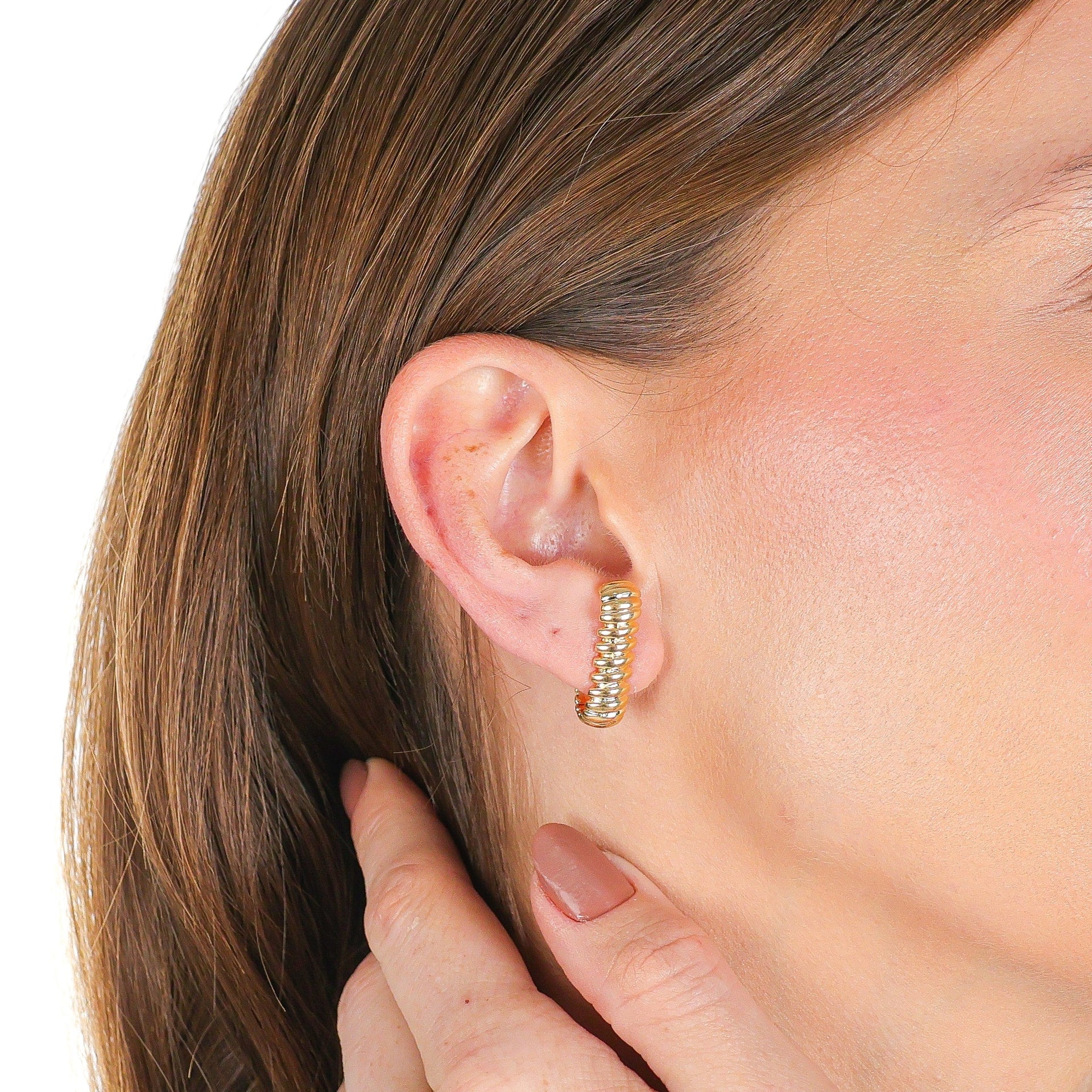 Wide Rope Arc Earring Gold