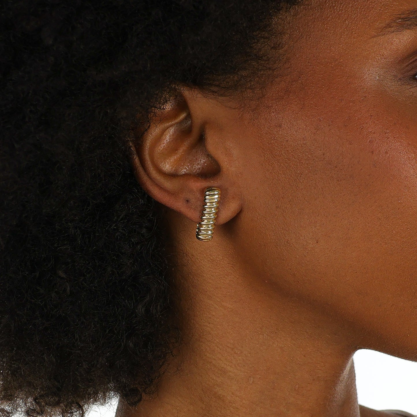 Wide Rope Arc Earring Gold