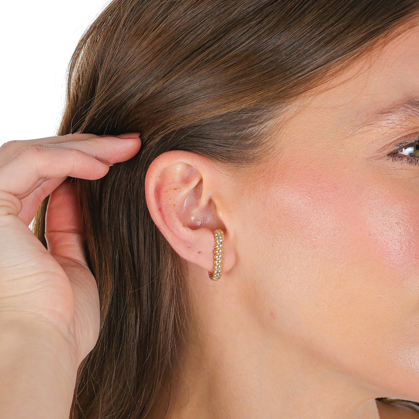 Thin Rope Arc Earring Gold