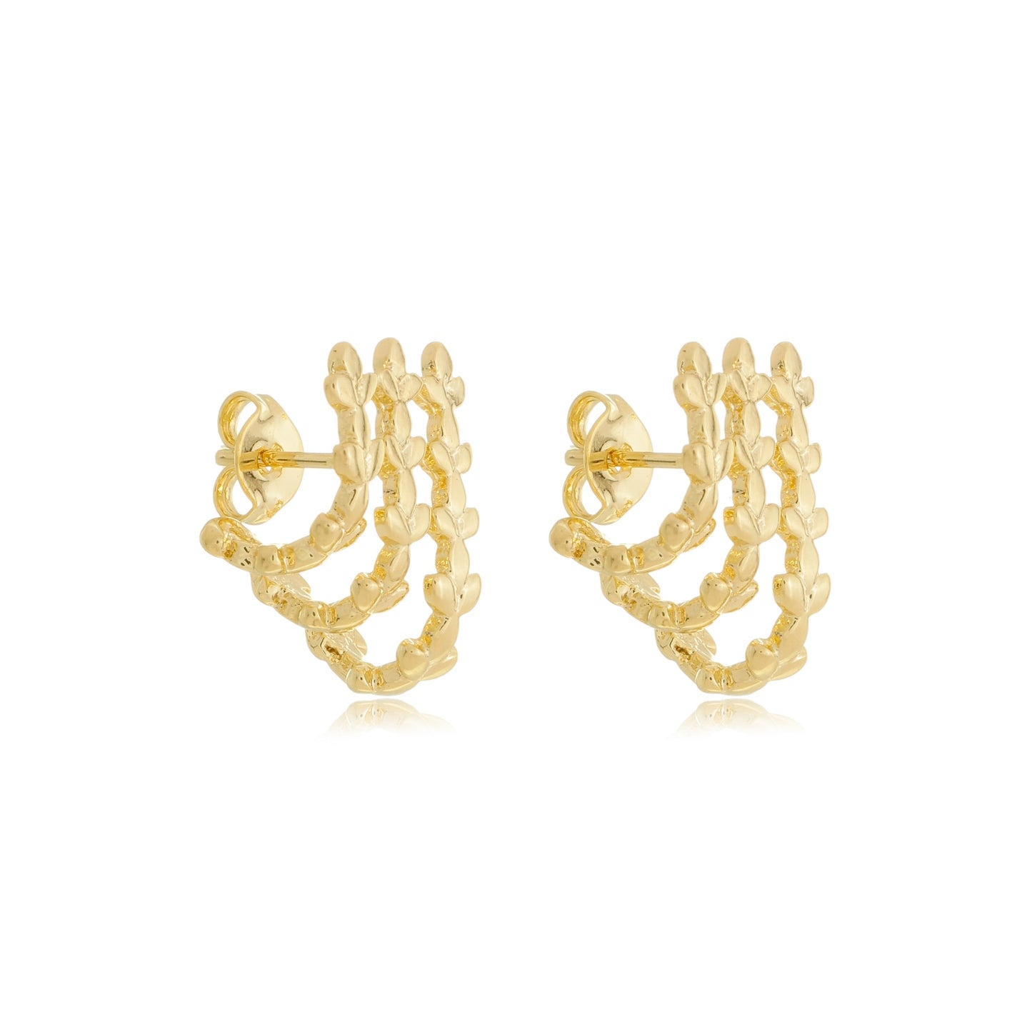 Vine Leaf Stud Earrings Gold