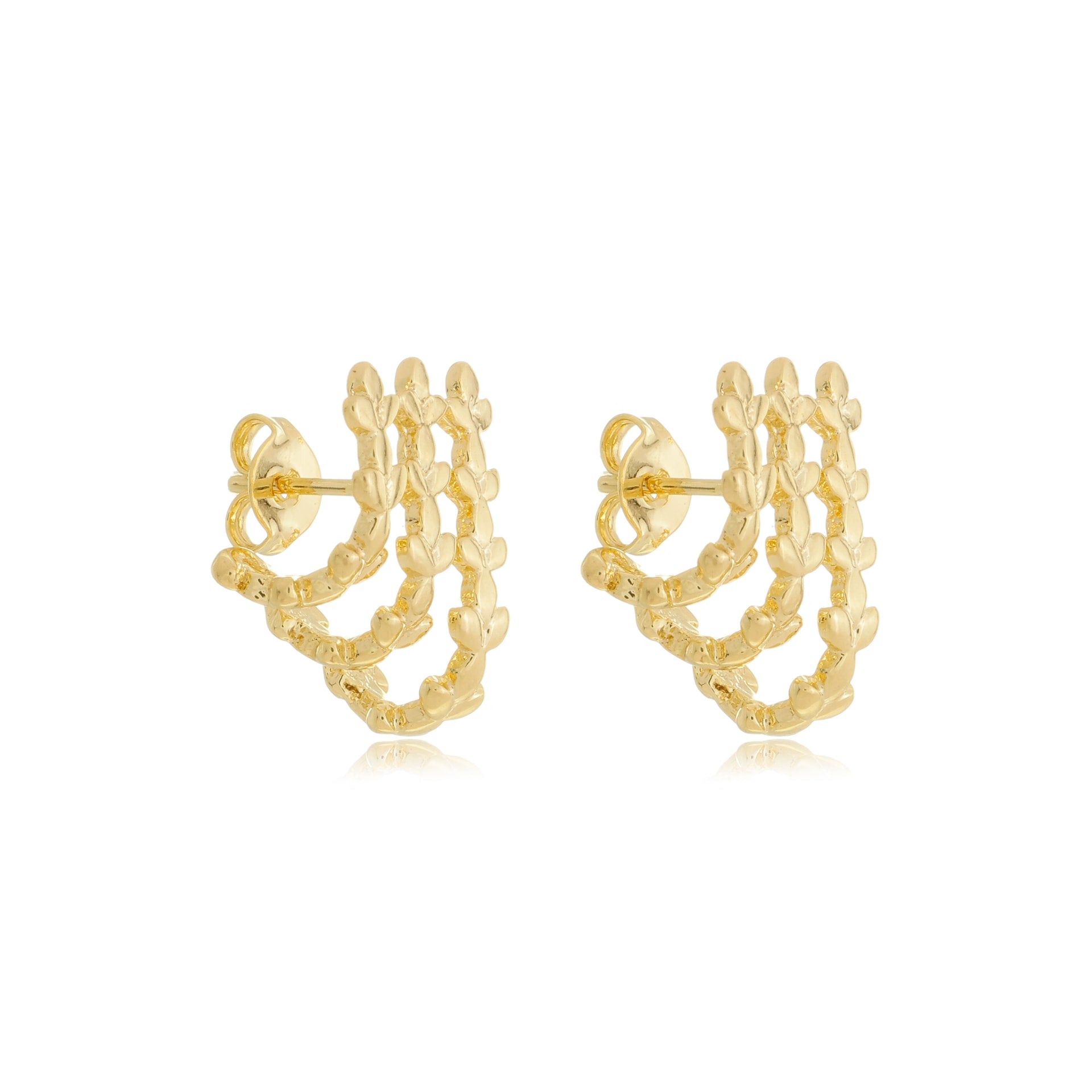 Vine Leaf Stud Earrings Gold