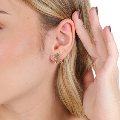 Vine Leaf Stud Earrings Gold