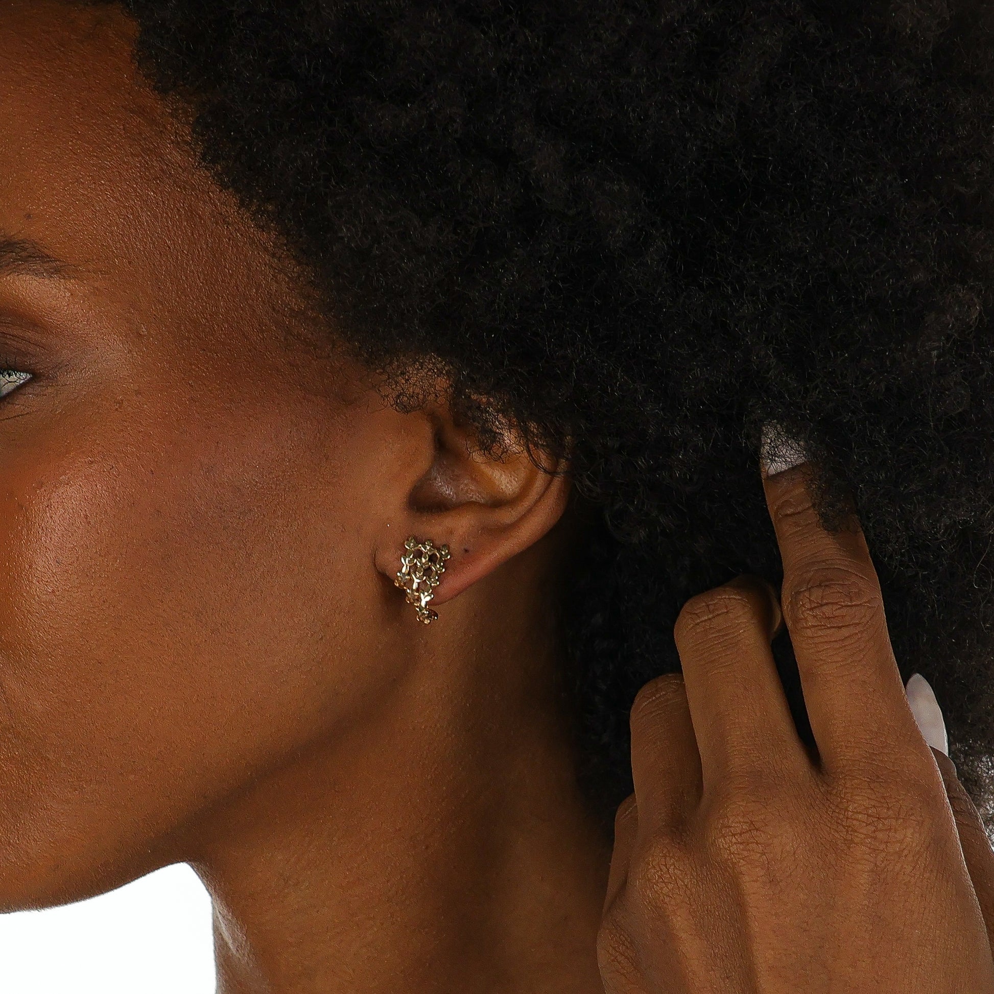Vine Leaf Stud Earrings Gold