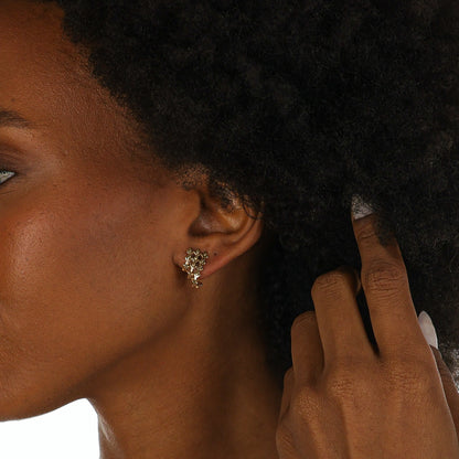 Vine Leaf Stud Earrings Gold
