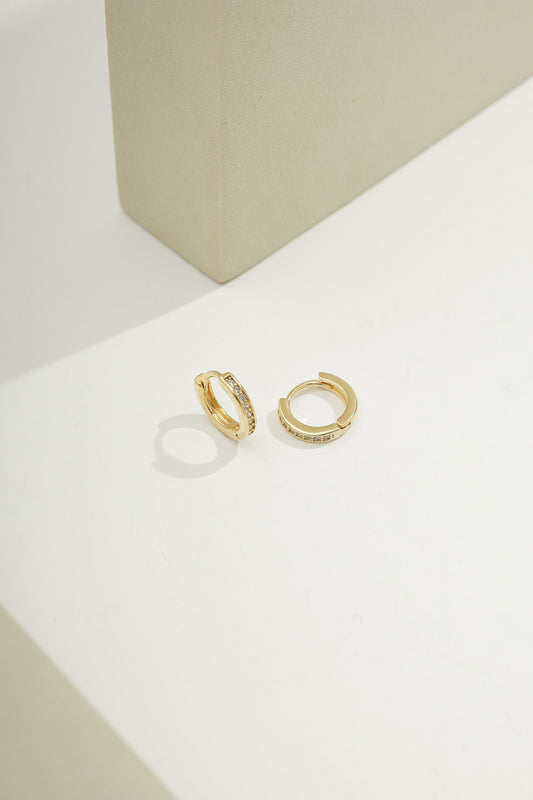Fine Pavé Huggies Gold