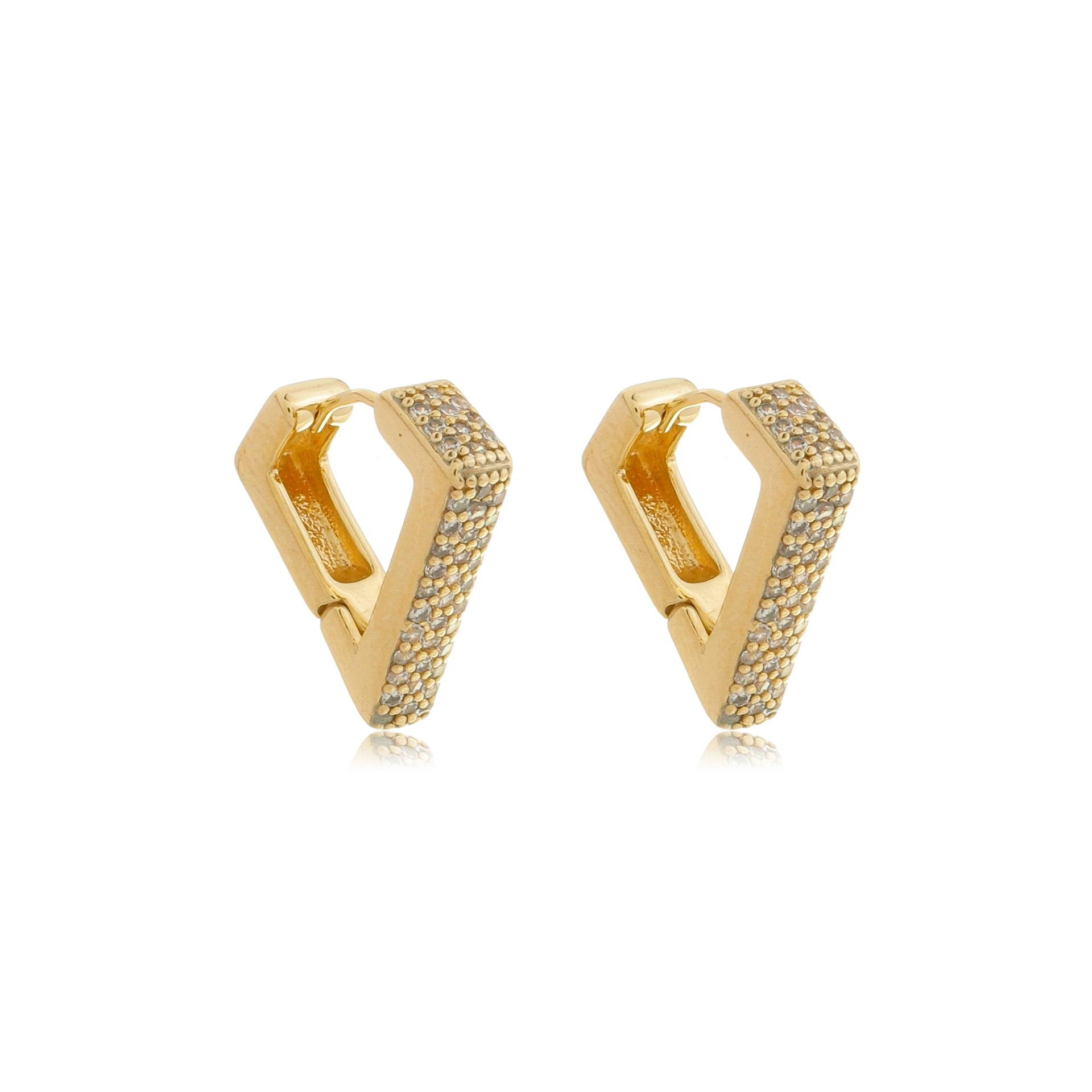 V-Shaped Pavé Huggie Earrings